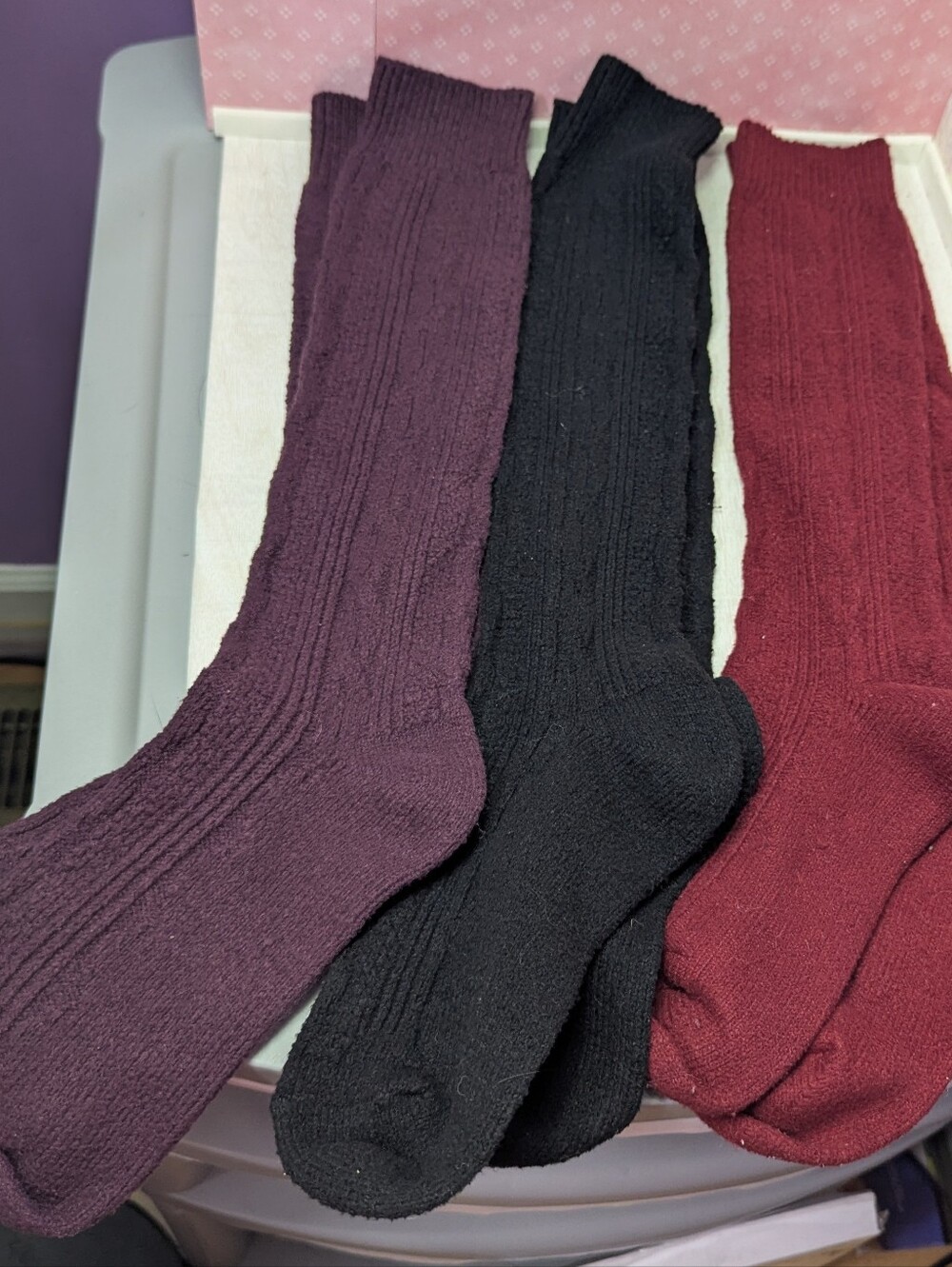 3 Pack Womens Cable Knit Knee High Socks Cozy Plush Winter Boot Socks